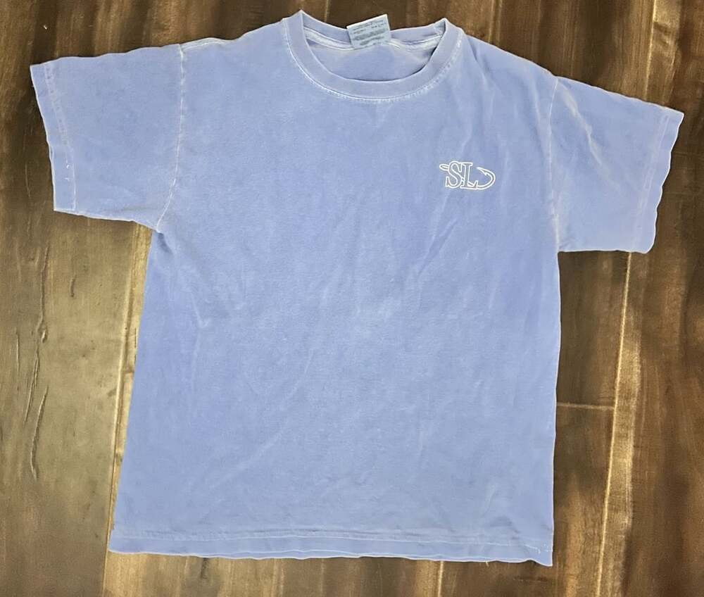Vintage Southern Lure Graphic T-Shirt Youth Large Blue Fly Fishing Flies